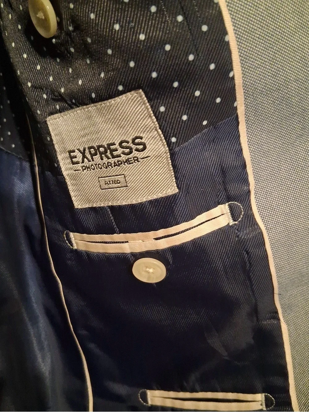 Express Light Gray Notch Lapel Two-Button Blazer